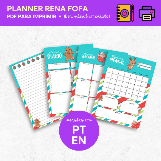 Planner Rena fofa PDF para imprimir ou digital