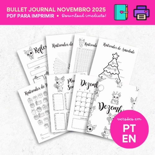 Bullet Journal Rena Dezembro 2025 – Planner Rena para Imprimir (PDF) | Português e Inglês