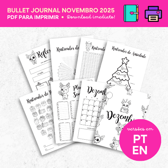Bullet Journal Rena Dezembro 2025 – Planner Rena para Imprimir (PDF) | Português e Inglês